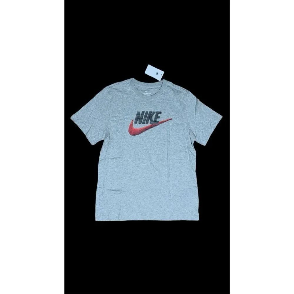 Nike Futura Logo Graphic Tee, T-Shirt, Grey/Red AR4993-063 Medium NWT